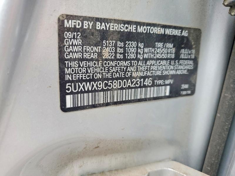 55956506 :رقم المزاد ، 5UXWX9C58D0A23146 vin ، 2013 Bmw X3 مزاد بيع