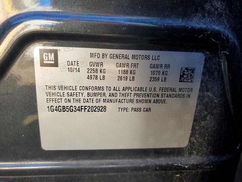 Продажа на аукционе авто 2015 Buick Lacrosse, vin: 1G4GB5G34FF202928, номер лота: 57603426