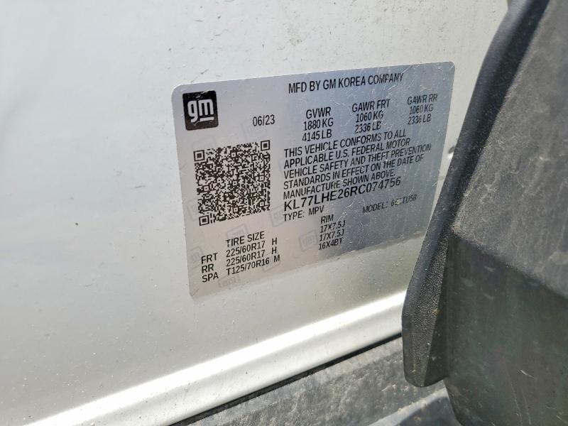 58279696 :رقم المزاد ، KL77LHE26RC074756 vin ، 2024 Chevrolet Trax مزاد بيع