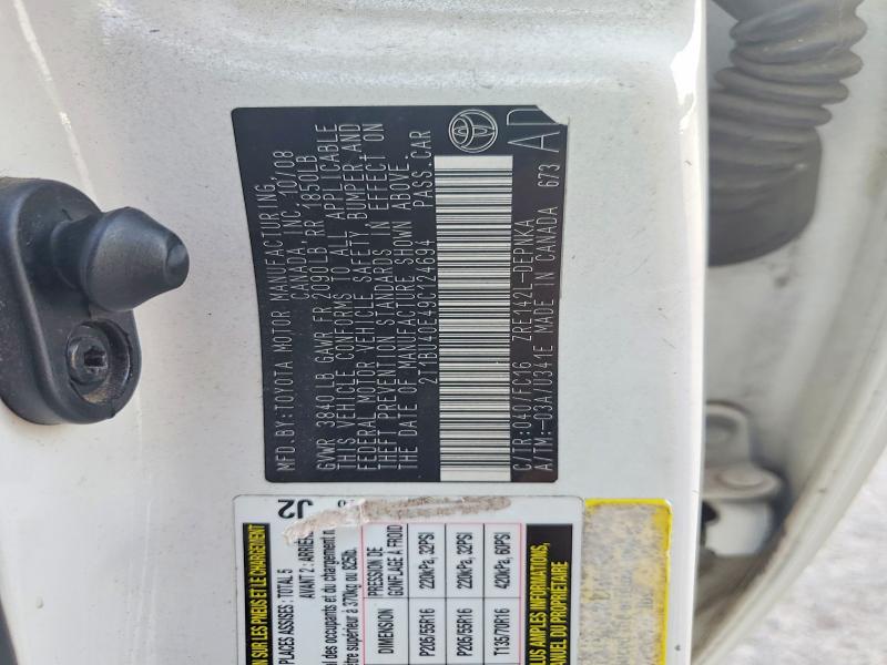 57039626 :رقم المزاد ، 2T1BU40E49C124694 vin ، 2009 Toyota Corolla مزاد بيع