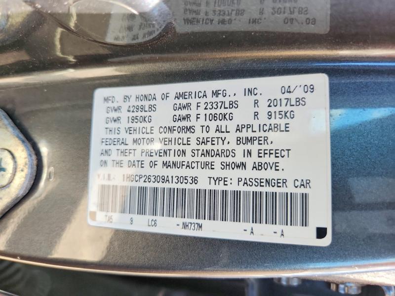 55369936 :رقم المزاد ، 1HGCP26309A130536 vin ، 2009 Honda Accord مزاد بيع