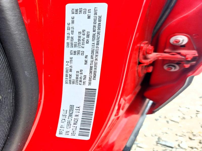 Продажа на аукционе авто 2022 Ram 1500, vin: 1C6SRFLT3NN205868, номер лота: 58085336