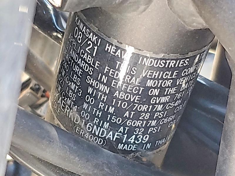 Продажа на аукционе авто 2022 Kawasaki Er400, vin: JKAERKD16NDAF1439, номер лота: 57365226