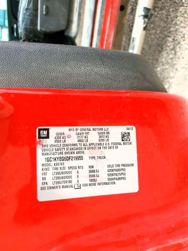 2013 Chevrolet Silverado მანქანა იყიდება აუქციონზე, vin: 1GC1KYEG6DF219955, აუქციონის ნომერი: 57120636