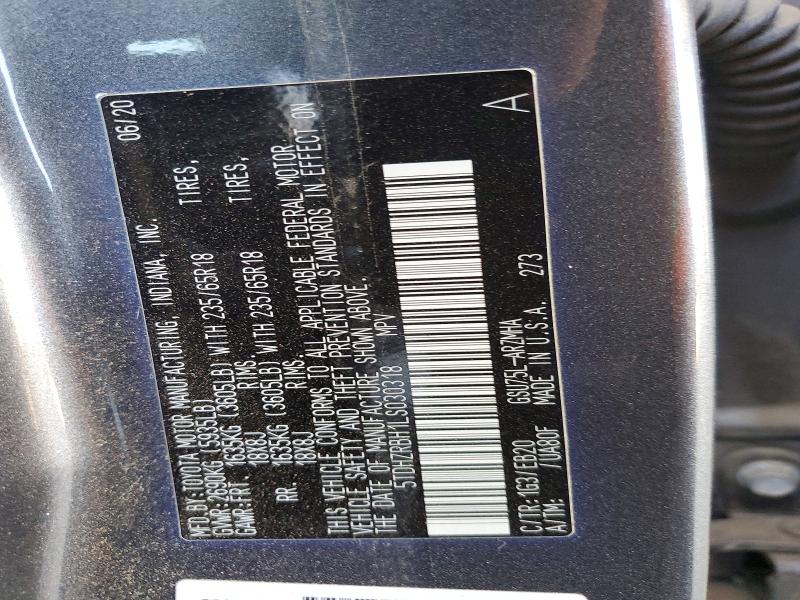 2020 Toyota Highlander მანქანა იყიდება აუქციონზე, vin: 5TDHZRBH1LS030318, აუქციონის ნომერი: 57010756