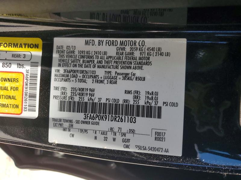 Aukcja sprzedaży 2013 Ford Fusion, vin: 3FA6P0K91DR261103, numer aukcji: 58323506