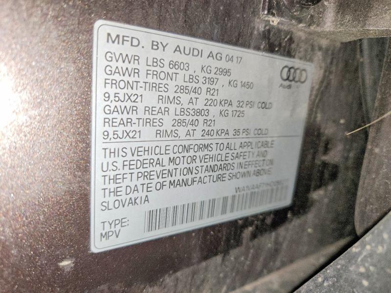 55869326 :رقم المزاد ، WA1VAAF71HD056217 vin ، 2017 Audi Q7 مزاد بيع