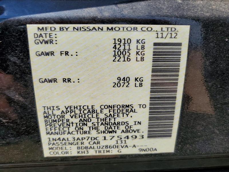 Aukcja sprzedaży 2013 Nissan Altima, vin: 1N4AL3AP7DC175493, numer aukcji: 57493086