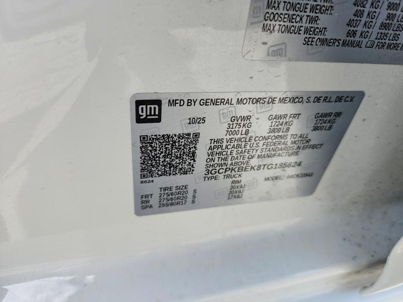 Aukcja sprzedaży 2026 Chevrolet Silverado, vin: 3GCPKBEK8TG185624, numer aukcji: 57920956