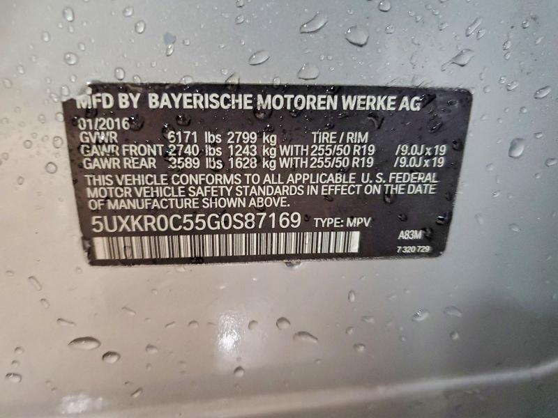 58372676 :رقم المزاد ، 5UXKR0C55G0S87169 vin ، 2016 Bmw X5 مزاد بيع