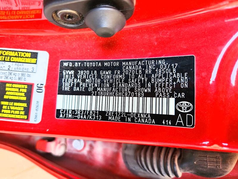 56053756 :رقم المزاد ، 2T1BURHE6HC870189 vin ، 2017 Toyota Corolla مزاد بيع