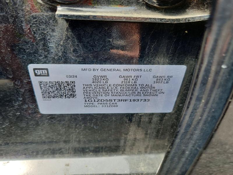 2024 Chevrolet Malibu მანქანა იყიდება აუქციონზე, vin: 1G1ZD5ST3RF193733, აუქციონის ნომერი: 56061746