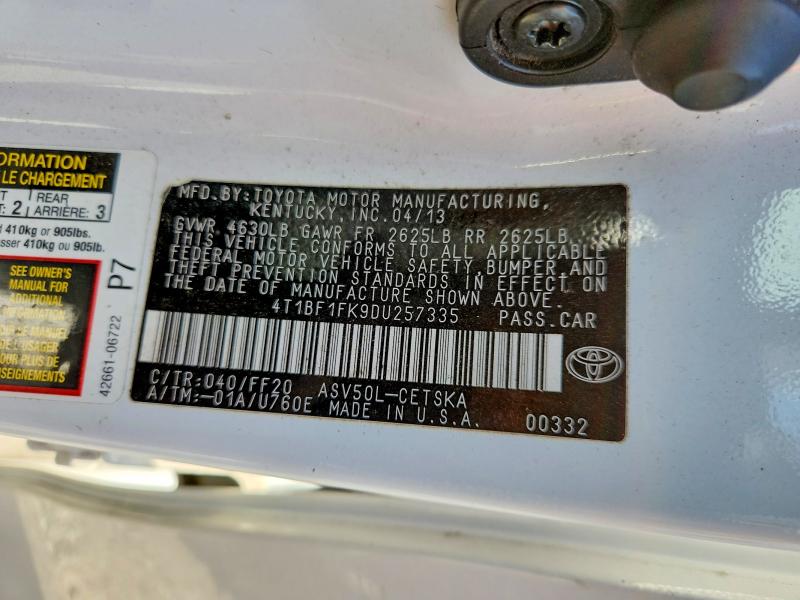 Продаж на аукціоні авто 2013 Toyota Camry, vin: 4T1BF1FK9DU257335, номер лоту: 58915356