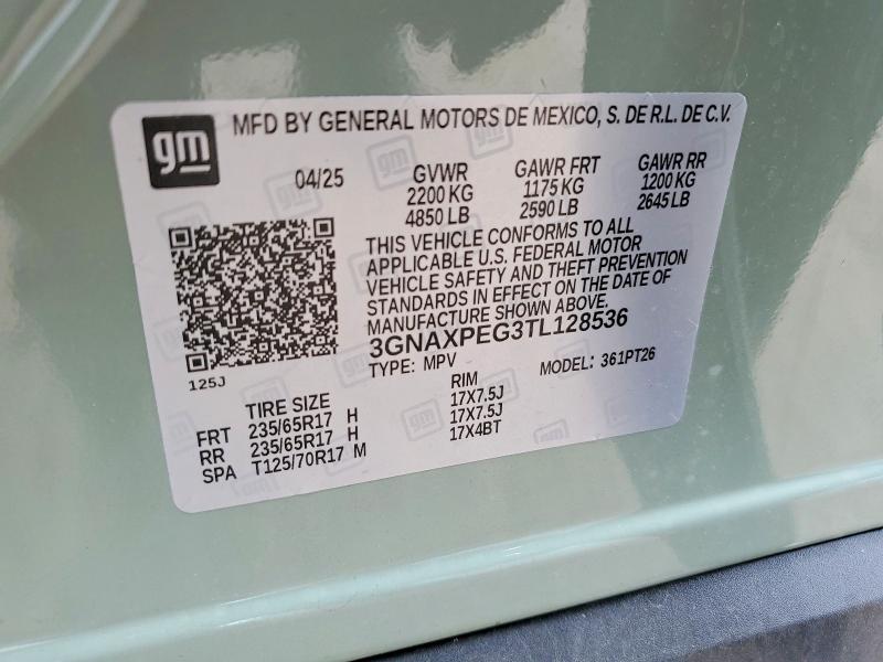 Продаж на аукціоні авто 2026 Chevrolet Equinox, vin: 3GNAXPEG3TL128536, номер лоту: 57474416