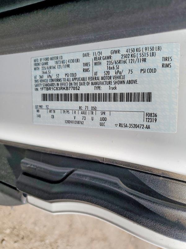 Продажа на аукционе авто 2024 Ford Transit, vin: 1FTBR1C83RKB77052, номер лота: 57553936