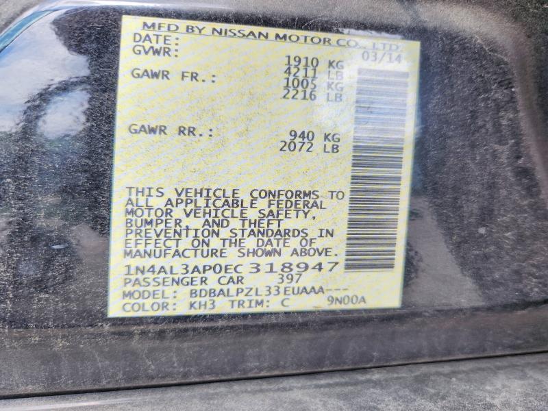 56325166 :رقم المزاد ، 1N4AL3AP0EC318947 vin ، 2014 Nissan Altima مزاد بيع