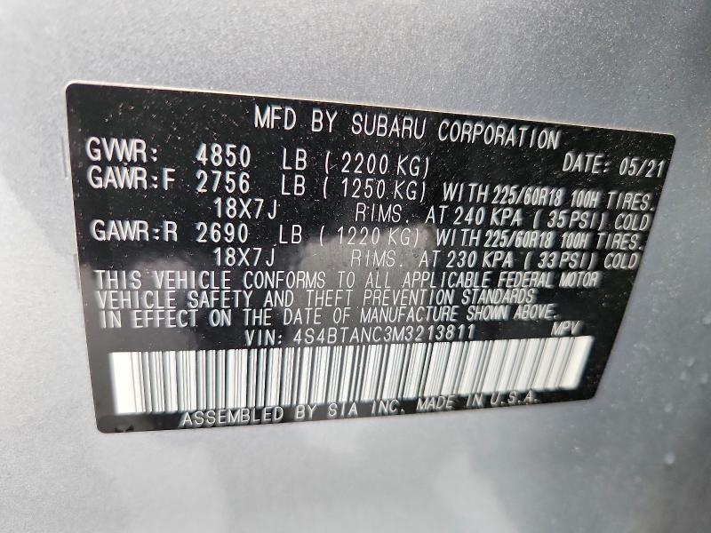 Продажа на аукционе авто 2021 Subaru Outback, vin: 4S4BTANC3M3213811, номер лота: 58230096