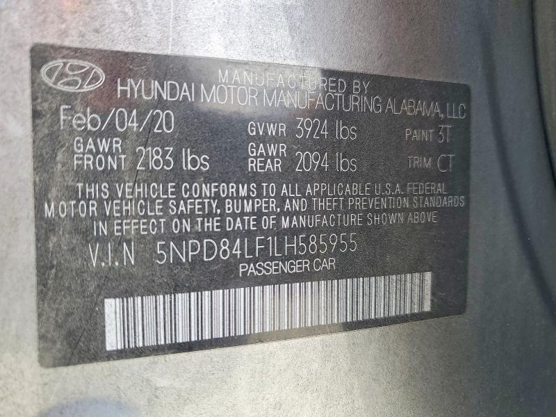 Aukcja sprzedaży 2020 Hyundai Elantra, vin: 5NPD84LF1LH585955, numer aukcji: 56272656