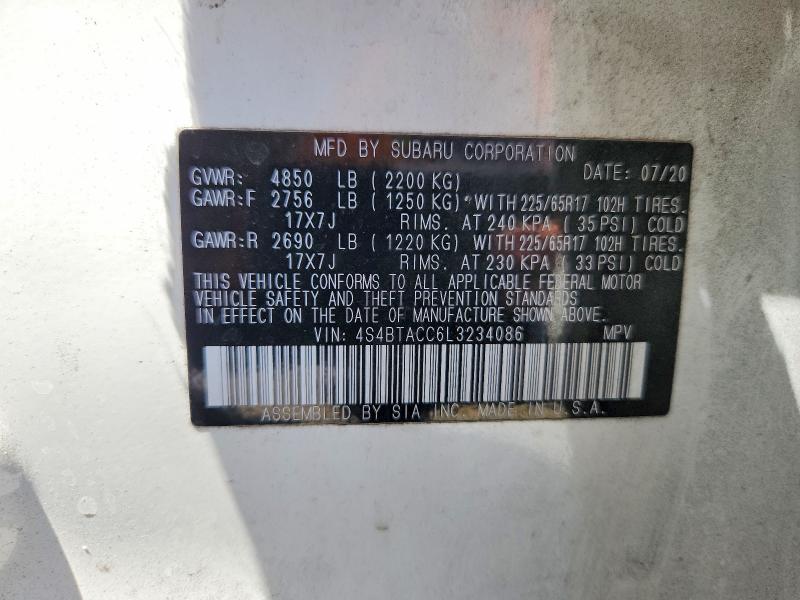 Aukcja sprzedaży 2020 Subaru Outback, vin: 4S4BTACC6L3234086, numer aukcji: 56237926