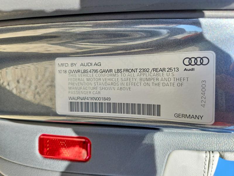 Продаж на аукціоні авто 2019 Audi A4, vin: WAUFNAF41KN001849, номер лоту: 59207606