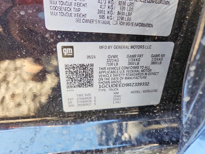 Продаж на аукціоні авто 2024 Chevrolet Silverado, vin: 1GCUDEED9RZ339332, номер лоту: 57538056