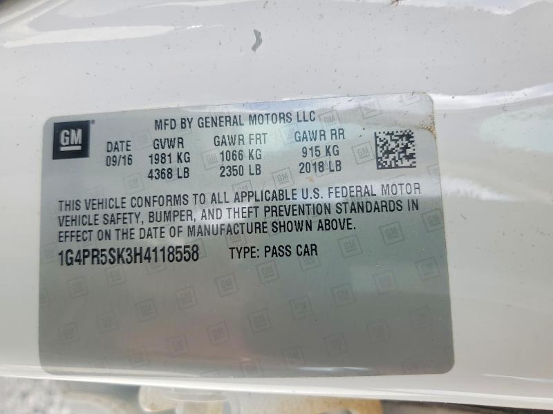 57894326 :رقم المزاد ، 1G4PR5SK3H4118558 vin ، 2017 Buick Verano مزاد بيع