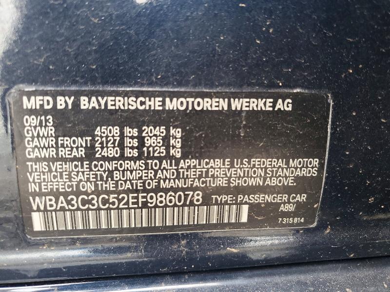 2014 Bmw 320 მანქანა იყიდება აუქციონზე, vin: WBA3C3C52EF986078, აუქციონის ნომერი: 59016696