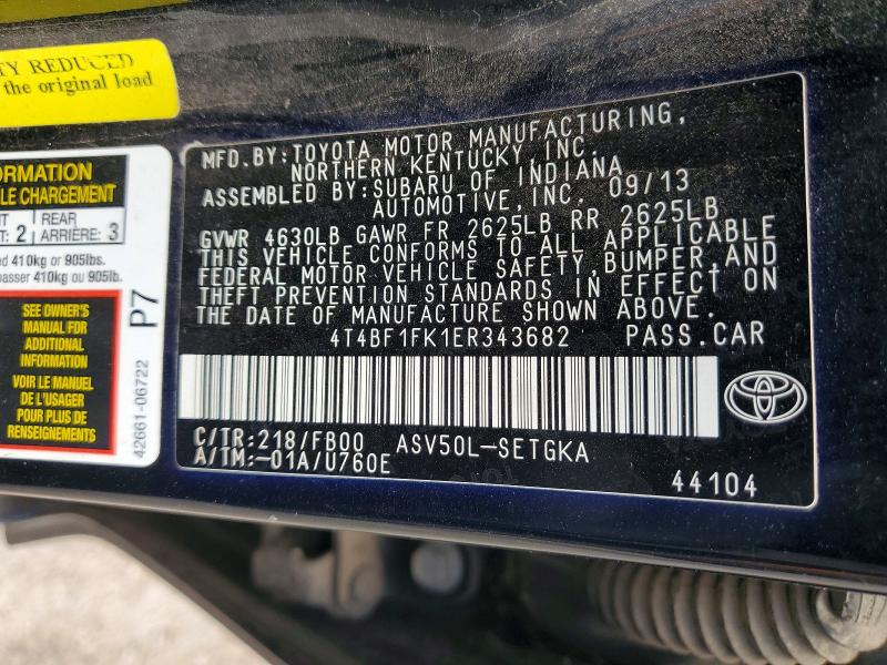 Продаж на аукціоні авто 2014 Toyota Camry, vin: 4T4BF1FK1ER343682, номер лоту: 59165916