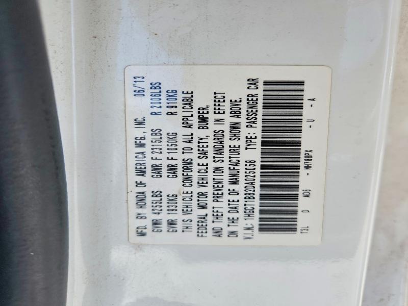 Aukcja sprzedaży 2013 Honda Accord, vin: 1HGCT1B82DA025058, numer aukcji: 56278696