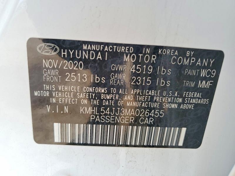 55637036 :رقم المزاد ، KMHL54JJ3MA026455 vin ، 2021 Hyundai Sonata Hybrid مزاد بيع