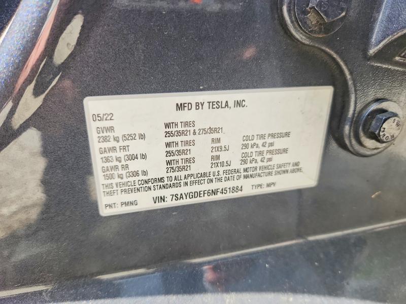 Продажа на аукционе авто 2022 Tesla Model Y, vin: 7SAYGDEF6NF451884, номер лота: 55334416