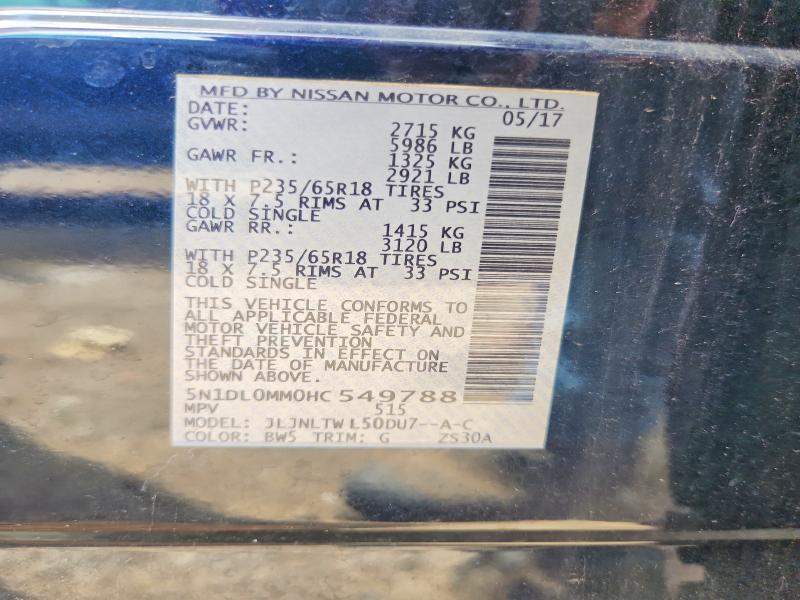 Aukcja sprzedaży 2017 Infiniti Qx60, vin: 5N1DL0MM0HC549788, numer aukcji: 56827156