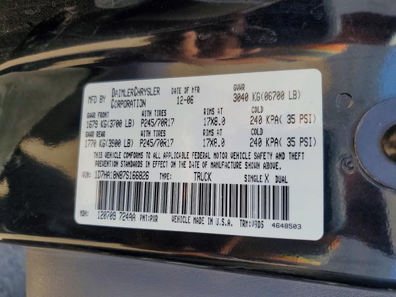 Aukcja sprzedaży 2007 Dodge Ram 1500, vin: 1D7HA18N87S166826, numer aukcji: 56272066