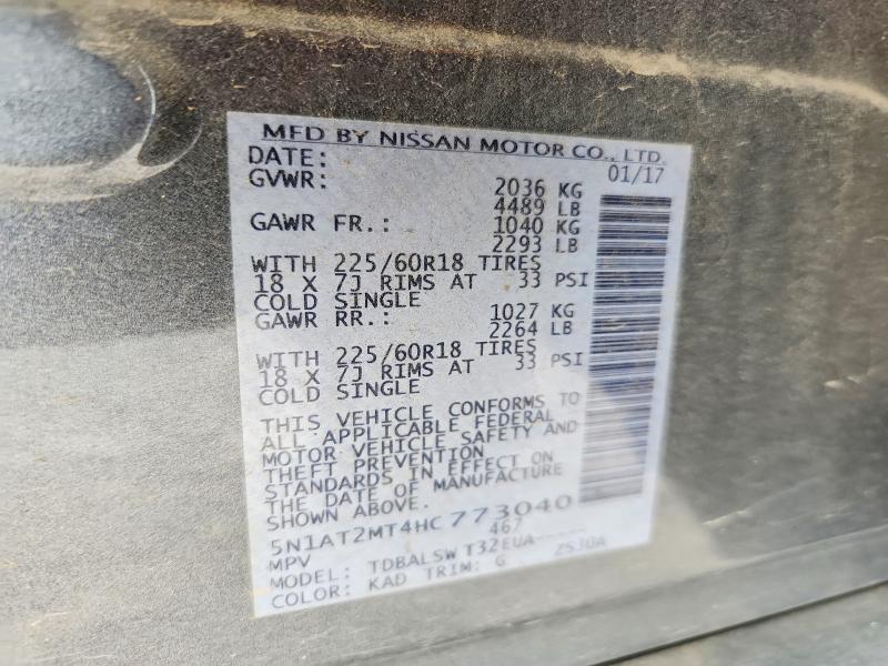 Продажа на аукционе авто 2017 Nissan Rogue, vin: 5N1AT2MT4HC773040, номер лота: 57707406