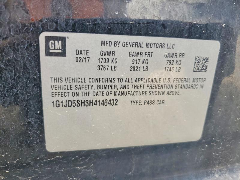 Aukcja sprzedaży 2017 Chevrolet Sonic, vin: 1G1JD5SH3H4146432, numer aukcji: 57669186
