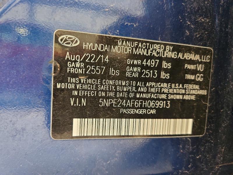 57141456 :رقم المزاد ، 5NPE24AF6FH069913 vin ، 2015 Hyundai Sonata مزاد بيع