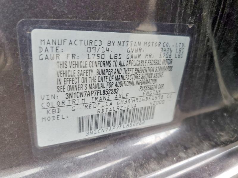 Aukcja sprzedaży 2015 Nissan Versa, vin: 3N1CN7AP7FL852282, numer aukcji: 58438346