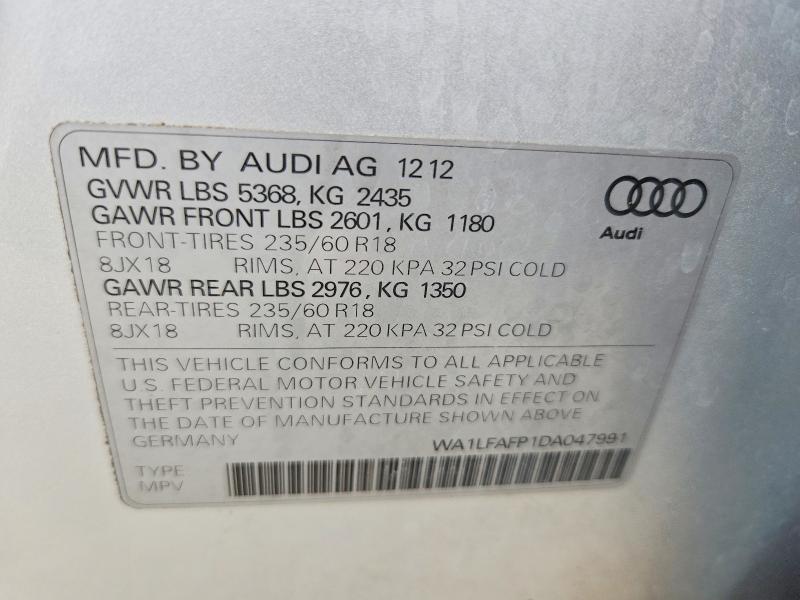 Продаж на аукціоні авто 2013 Audi Q5, vin: WA1LFAFP1DA047991, номер лоту: 59242846
