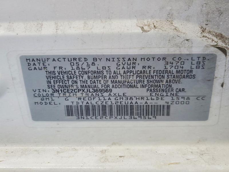 Aukcja sprzedaży 2018 Nissan Versa Note, vin: 3N1CE2CPXJL369569, numer aukcji: 58424506