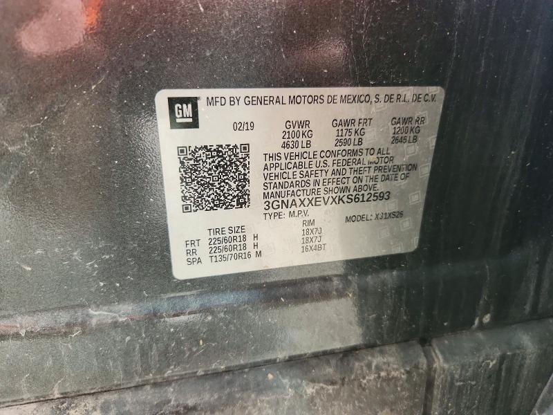 Продажа на аукционе авто 2019 Chevrolet Equinox, vin: 3GNAXXEVXKS612593, номер лота: 55470886