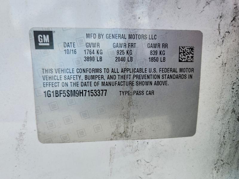 57470486 :رقم المزاد ، 1G1BF5SM9H7153377 vin ، 2017 Chevrolet Cruze مزاد بيع