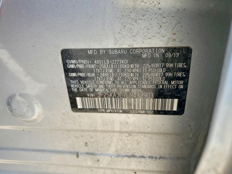 Aukcja sprzedaży 2020 Subaru Forester, vin: JF2SKAJC7LH432903, numer aukcji: 59074746