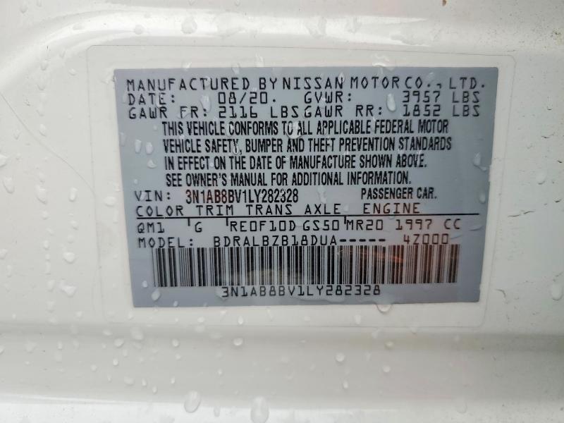2020 Nissan Sentra მანქანა იყიდება აუქციონზე, vin: 3N1AB8BV1LY282328, აუქციონის ნომერი: 58005516
