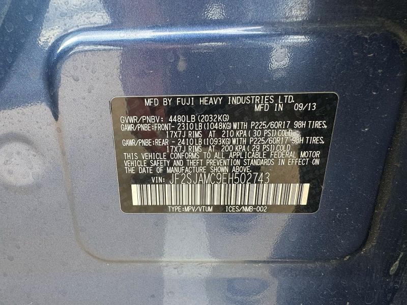 57543176 :رقم المزاد ، JF2SJAMC9EH502743 vin ، 2014 Subaru Forester مزاد بيع