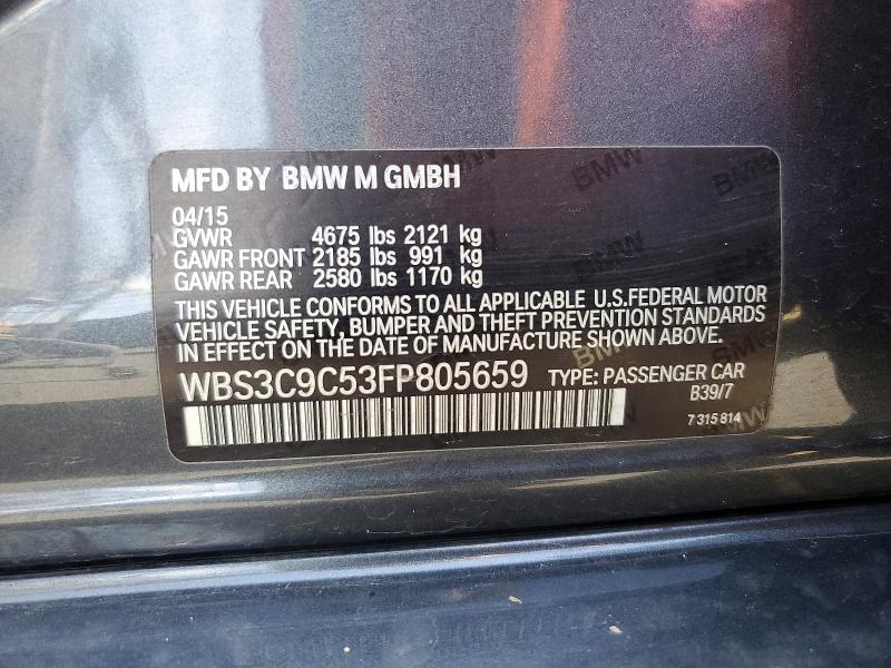 2015 Bmw M3 მანქანა იყიდება აუქციონზე, vin: WBS3C9C53FP805659, აუქციონის ნომერი: 55778316