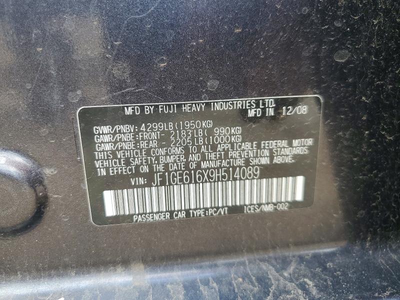 Продажа на аукционе авто 2009 Subaru Impreza, vin: JF1GE616X9H514089, номер лота: 85454545