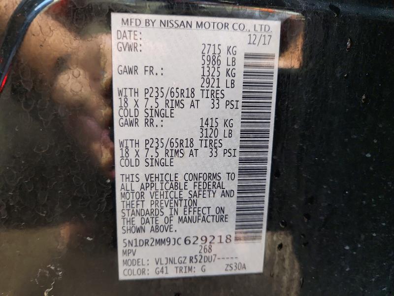 Aukcja sprzedaży 2018 Nissan Pathfinder, vin: 5N1DR2MM9JC629218, numer aukcji: 58435746