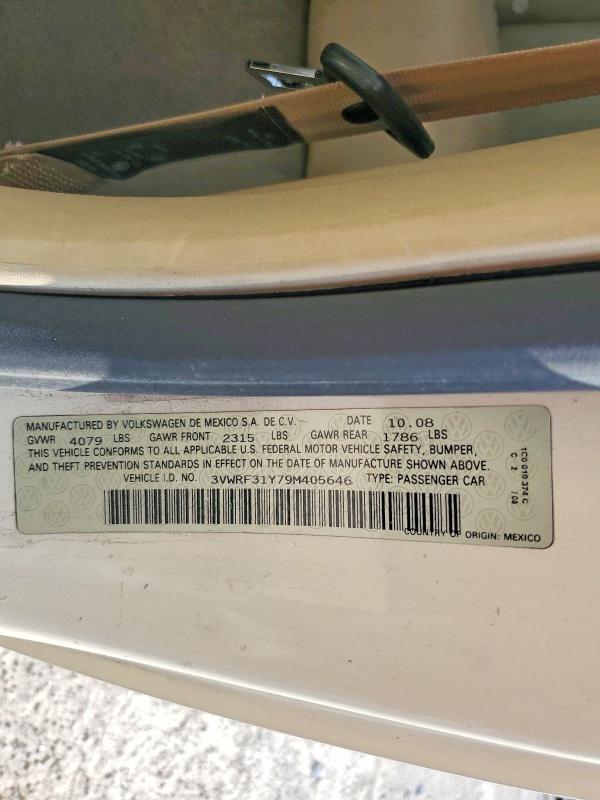 Продажа на аукционе авто 2009 Volkswagen New Beetle, vin: 3VWRF31Y79M405646, номер лота: 58788896