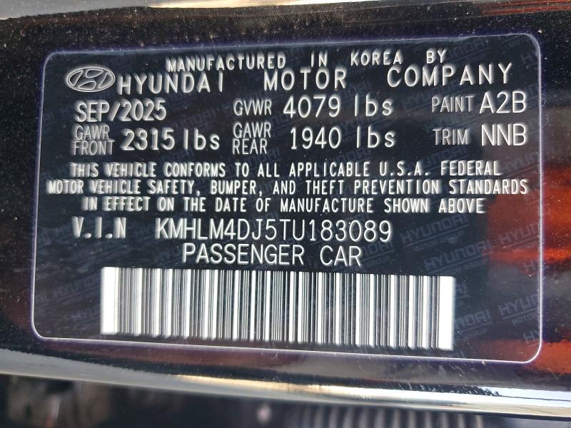 Aukcja sprzedaży 2026 Hyundai Elantra Hybrid, vin: KMHLM4DJ5TU183089, numer aukcji: 57079106