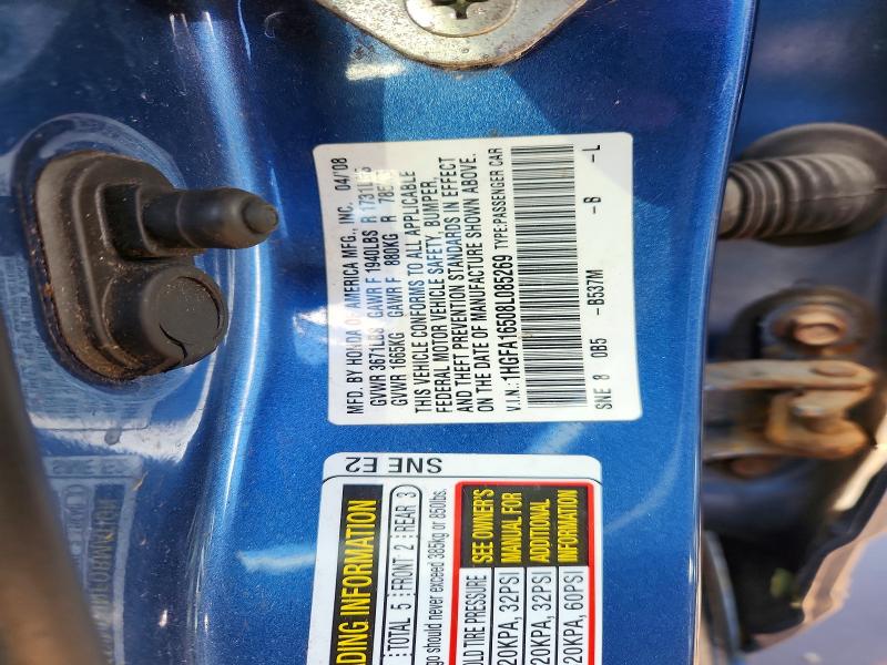 2008 Honda Civic მანქანა იყიდება აუქციონზე, vin: 1HGFA16508L085269, აუქციონის ნომერი: 56947106